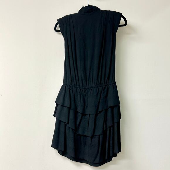 IRO Paris Calcie Day Sleeveless Jacquard Tiered Mini Dress Black Women 36 / US 4 - Picture 5 of 5